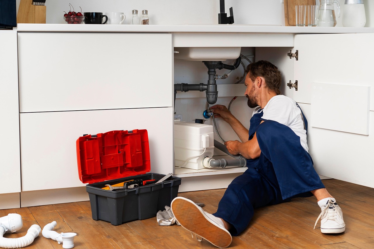 Billy The Plumber engineer fixing a pipe for the full range of London plumbing services